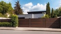 Automatic sliding doors with wood texture in the cottage Royalty Free Stock Photo