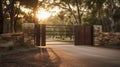 Automatic sliding doors with wood texture in the cottage Royalty Free Stock Photo