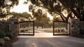 Automatic sliding doors with wood texture in the cottage Royalty Free Stock Photo