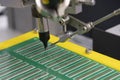 The automatic soldering machine operation with PCB board Royalty Free Stock Photo