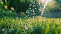 Automatic sprinkler system watering the lawn Royalty Free Stock Photo