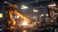 Automatic system of Industrial robot works automatically in smart autonomous factory. Generative Ai