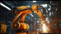 Automatic system of Industrial robot works automatically in smart autonomous factory. Generative Ai