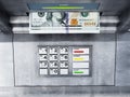 Automatic teller machine ATM with dollar bankroll. 3D illustration