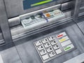 Automatic teller machine ATM with dollar bankroll. 3D illustration Royalty Free Stock Photo