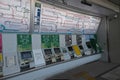 Automatic ticket machines and map of train lines at Japan Rail JR Sendagaya Station