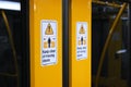 Automatic train door sign