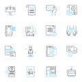 Automatic transmission linear icons set. Gearbox, Torque, Shifting, Clutchless, Drive, Gears, Fluid line vector and Royalty Free Stock Photo