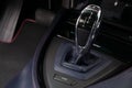 Automatic transmission in modern luxury sport car. Interior detail. Royalty Free Stock Photo