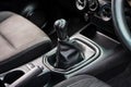 automatic transmission shift selector in the car interior. Closeup a manual shift of modern car gear shifter. 4x4 gear shift Royalty Free Stock Photo