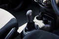 automatic transmission shift selector in the car interior. Closeup a manual shift of modern car gear shifter. 4x4 gear shift Royalty Free Stock Photo