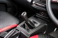 automatic transmission shift selector in the car interior. Closeup a manual shift of modern car gear shifter. 4x4 gear shift Royalty Free Stock Photo
