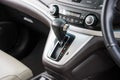 automatic transmission shift selector in the car interior. Closeup a manual shift of modern car gear shifter. 4x4 gear shift Royalty Free Stock Photo