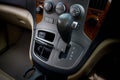 Automatic transmission shift selector in the car interior. Closeup a manual shift of modern car gear sifter.