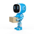 Automatic warehouse concept with delivery robot hold carton box Royalty Free Stock Photo