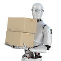 Automatic warehouse with robot work in warehouse Royalty Free Stock Photo