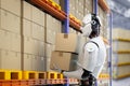 Automatic warehouse with robot work in warehouse Royalty Free Stock Photo