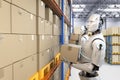Automatic warehouse with robot work in warehouse Royalty Free Stock Photo