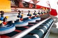 Automatic washing and cleaning of carpets. Industrial line for washing carpets. Royalty Free Stock Photo