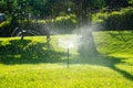 Automatic watering system and water sprayed from the sprinkler for lawn, grass