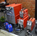 Automatic welding inverters Jackle, Germany, placed on stand. Industry exhibition. Kyiv, Ukraine