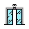 automatical open and close glass door color icon illustration