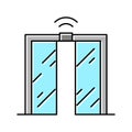 automatical open and close glass door color icon vector illustration