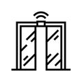 automatical open and close glass door line icon illustration