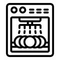 Automatically dishwasher icon outline vector. Household dishwashing machine