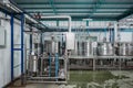 Beverage processing plant manufacture with stainless boiler tanks, liquid pipeline and control panel