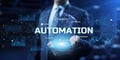 Automation - business workflow optimisation. RPA - Robotic process automation. Smart technology concept