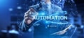 Automation - business workflow optimisation. RPA - Robotic process automation. Smart technology concept