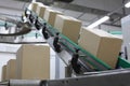 Automation - Cardboard boxes on conveyor belt Royalty Free Stock Photo