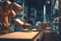 Automation of cargo with robot arms and warehouse robots with Ai Generated