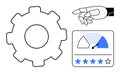 Automation, Efficiency, and Performance Concept with Gear, Robotic Hand, and Rating Scale Icons Royalty Free Stock Photo
