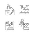 Automation in different industries linear icons set