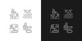 Automation in different industries linear icons set for dark and light mode