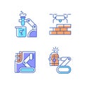 Automation in different industries RGB color icons set