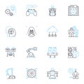 Automation Engineering linear icons set. Robotics, Mechatronics, Programming, Control, Industrial, Integration, Sensors