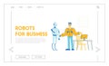 Automation, Futuristic Technologies and Artificial Intelligence in Business Website Landing Page. Robot and Human