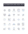 Automation and high tech line icons collection. Artificial intelligence, Modern technology, Computerized systems