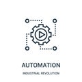 automation icon vector from industrial revolution collection. Thin line automation outline icon vector illustration