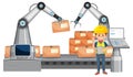 Automation industry concept with assembly line robots Royalty Free Stock Photo