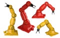 Automation industry concept with 3d rendering robot arms on white background - Illustration