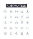Automation line icons collection. Mechanization, Innovation, Modernization, Digitization, Computerization, Optimization