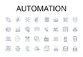 Automation line icons collection. Mechanization, Innovation, Modernization, Digitization, Computerization, Optimization