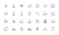 Automation line icons collection. Robotics, Efficiency, Production, Workflow, Innovation, Technology, Integration vector