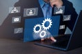 Automation and optimisation concept. Robotic process automation of business workflows.