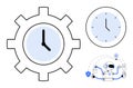 Automation Robot Managing Tasks with Gear Clock and Timely Efficiency Concept Royalty Free Stock Photo