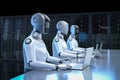 Automation server with humanoid robot working in server room